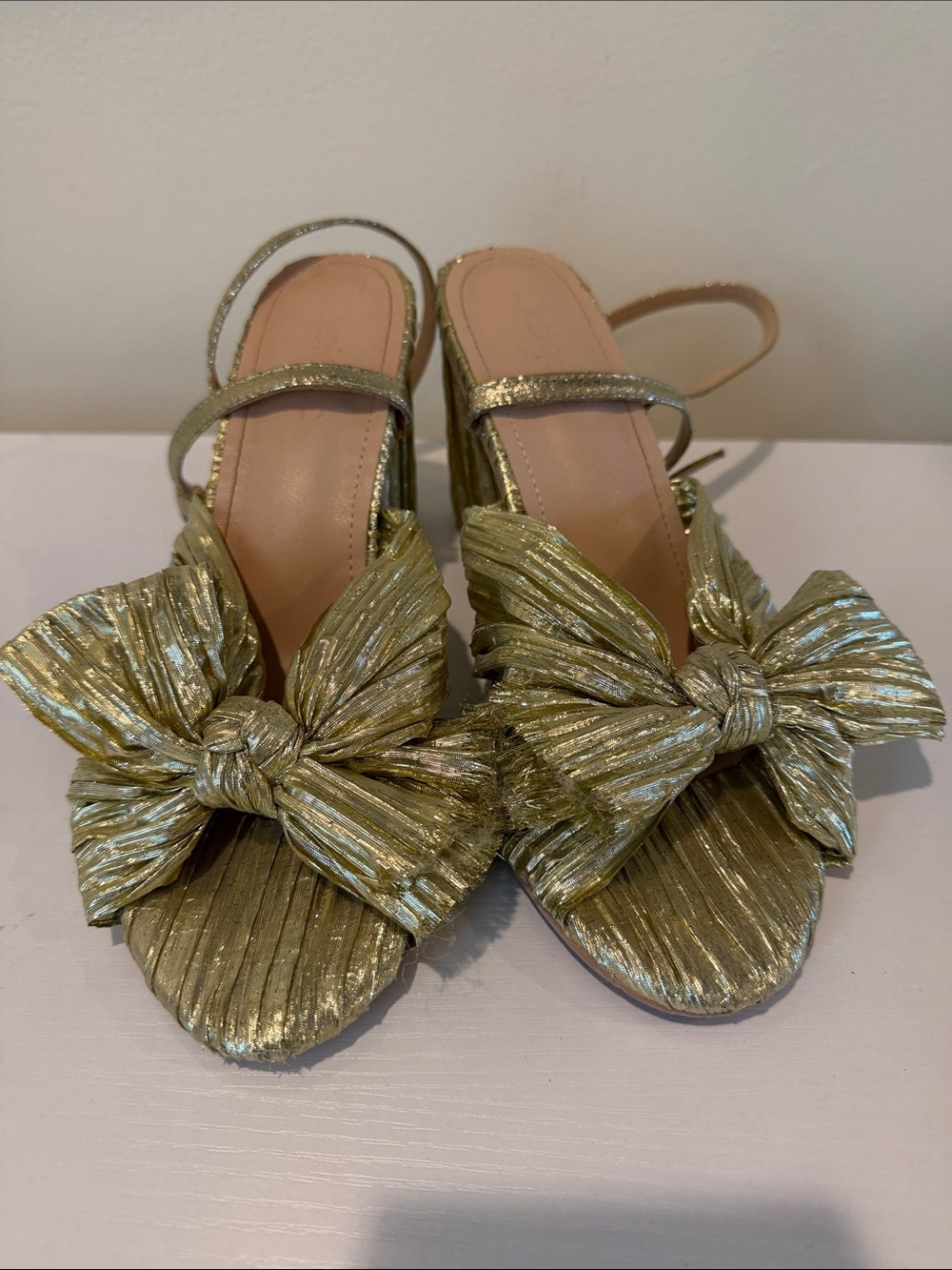 Gold Bow Slingback Heels - Women's Dress Sandals